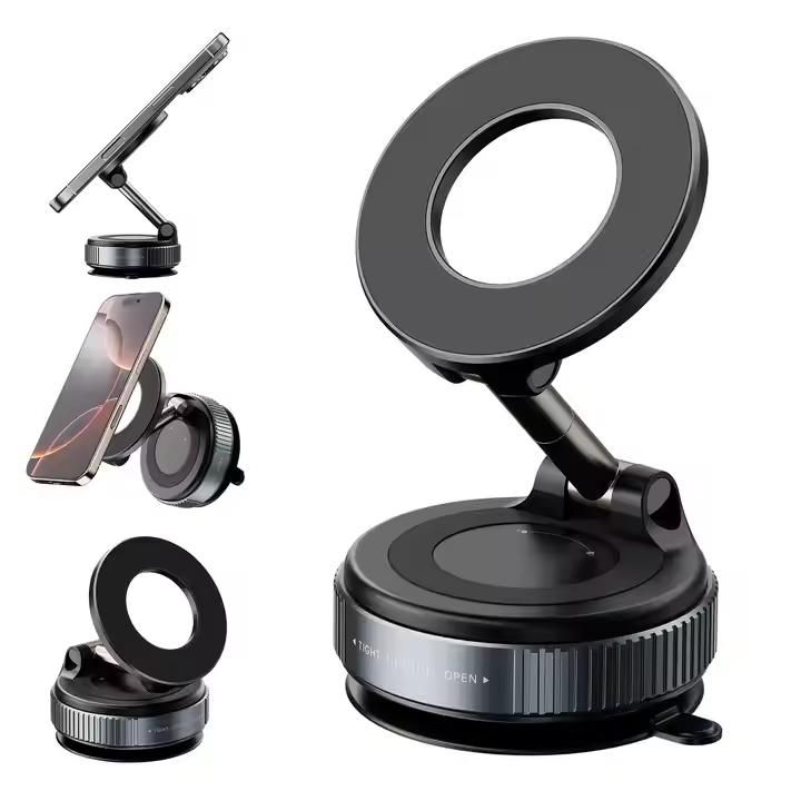Magnetic Phone Holder with Foldable Design & Strong Vacuum Suction