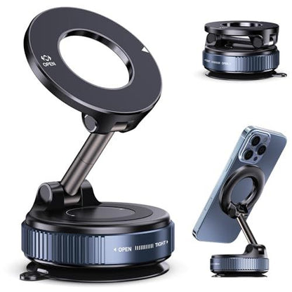 Magnetic Phone Holder with Foldable Design & Strong Vacuum Suction