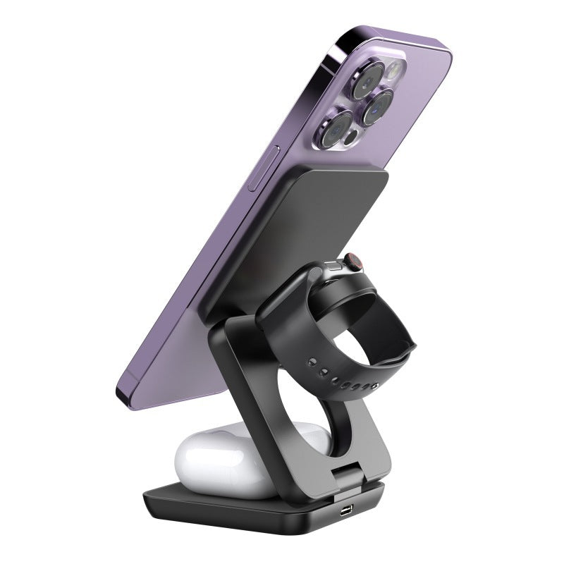 Magnetic Suction Wireless Charger & Folding Phone Holder